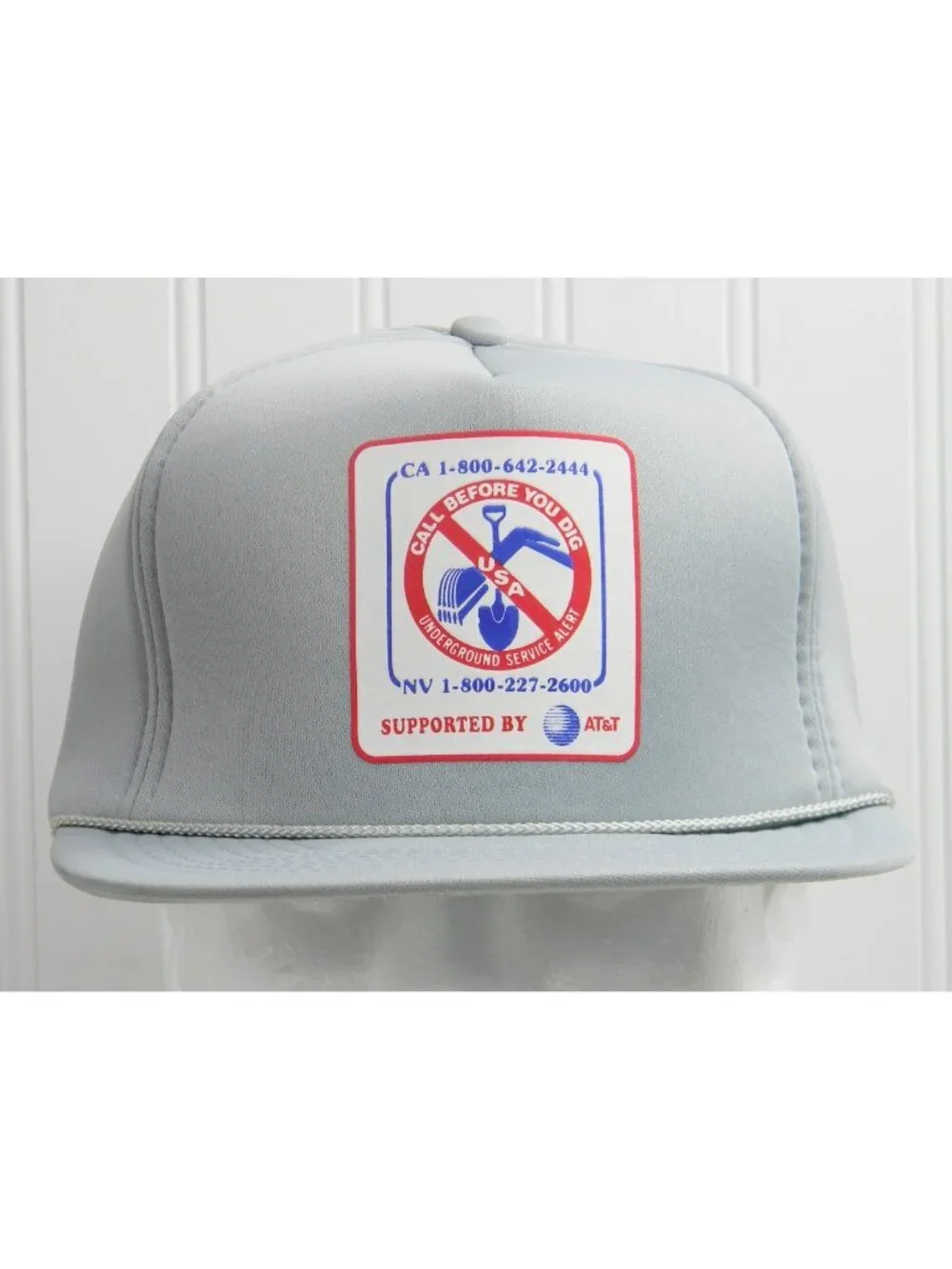 Vintage USA Underground Service Alert AT&T Trucker Hat Snapback Cap Grey